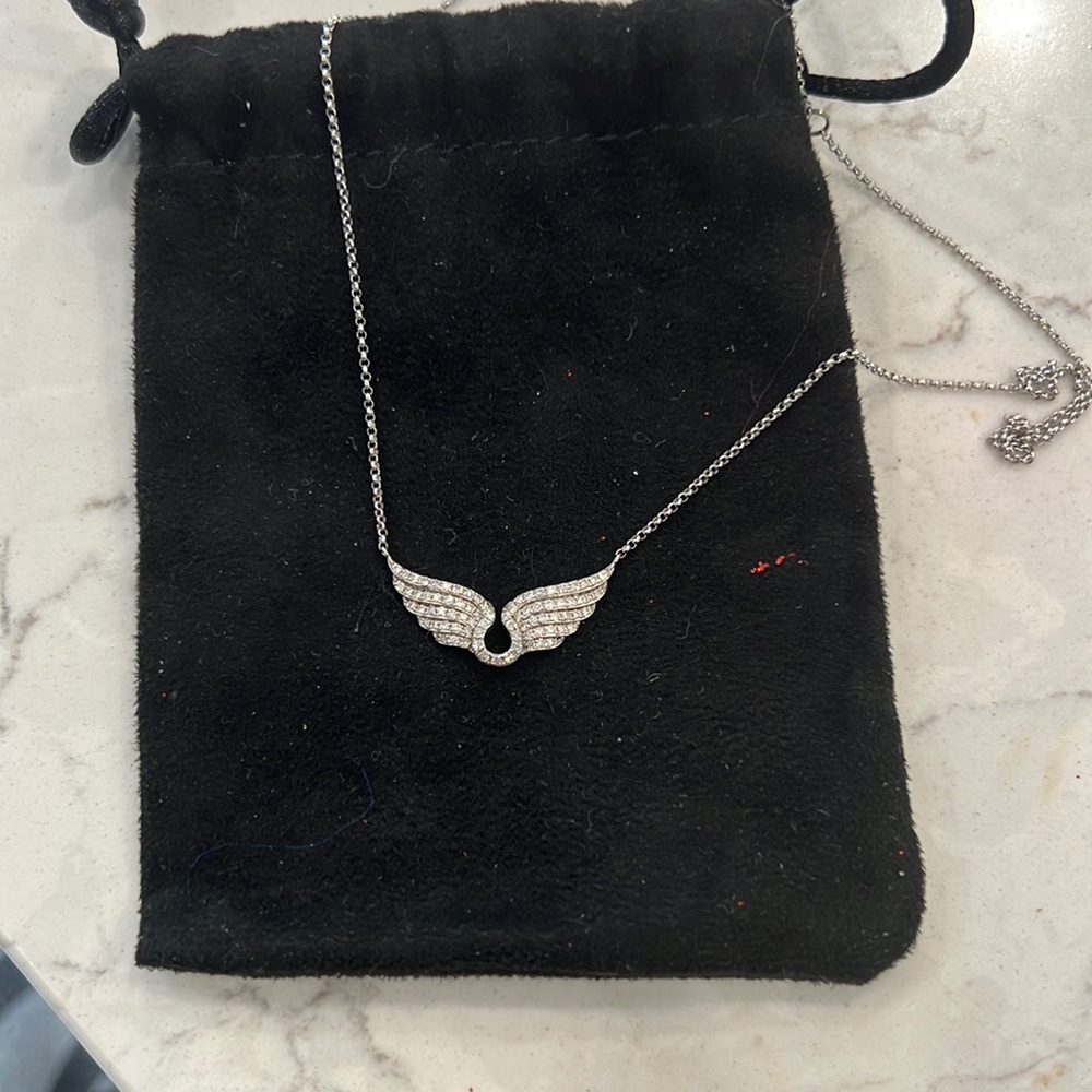 Diamond angel wing necklace